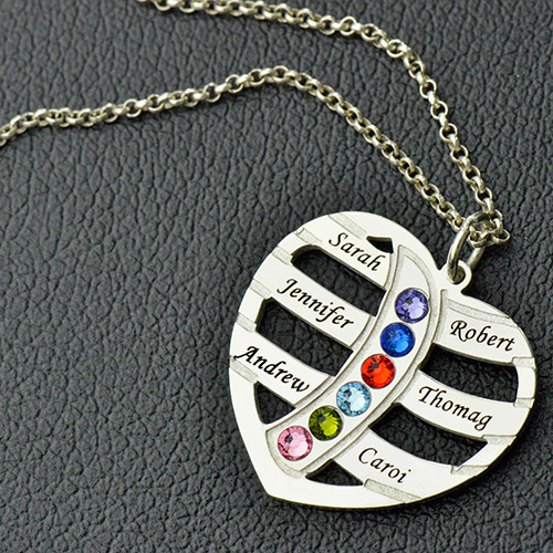 Necklace With 6 Kids Name \u0026 Birthstone 