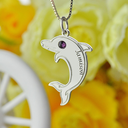 dolphin birthstone necklace