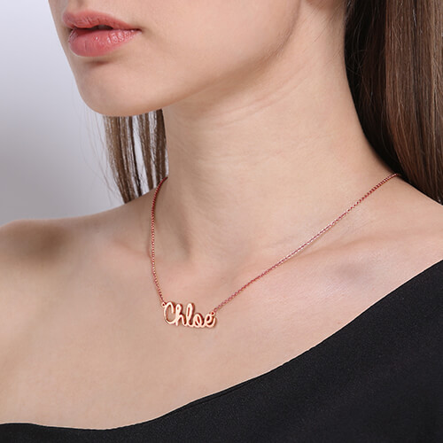 rose gold cursive name necklace