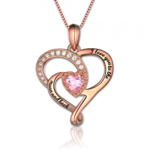 Personalized Love Heart Birthstone Necklace In Rose Gold