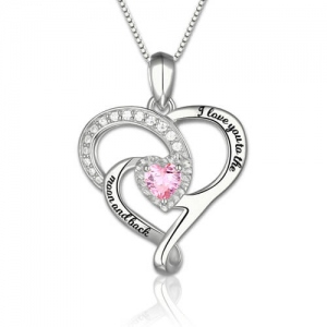 Personalized Love Heart Birthstone Necklace In Sterling Silver