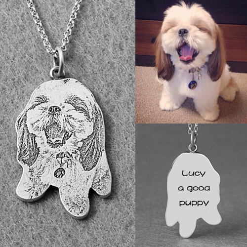 Pet photo necklace silver hotsell