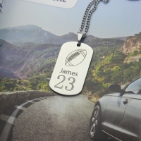 Titanium Steel Man's Dog Tag Rugby Name Necklace