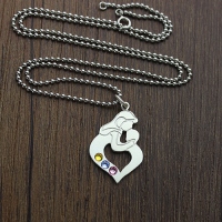 Personalized Mother & Child Necklace with Birthstones Silver