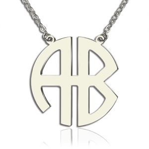 Enigmatical Personalized Silver Two Initial Block Monogram Pendant