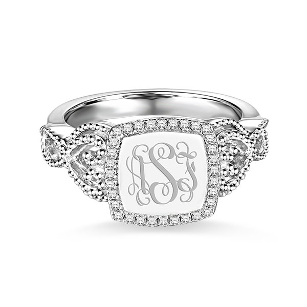 Women's Engraved Classic Monogram Ring