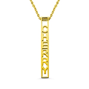 Personalized Special 3D Bar Necklace In Gold