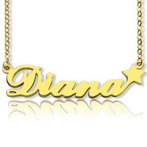 Gorgeous Carrie Name Necklace Solid Gold Carrie Style Name Necklace With Star!