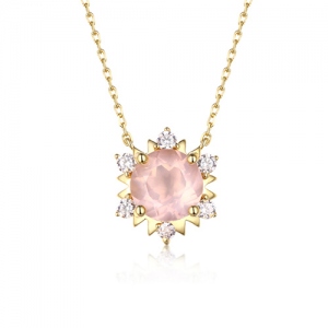 Pink Crystal Diamante Star Shaped S925 Necklaces 18"