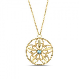 Round Blooming Necklace With Natural Gemstone 18"