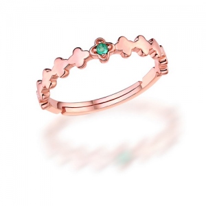 Trendy Flower Gemstone Promise Ring Size Adjustable 6-9