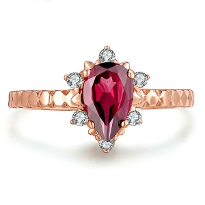 Natural Red Gemstone Ring In Rose Gold