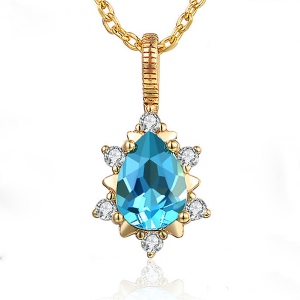 Natural Drop Gemstone Necklace 18K gold plated silver