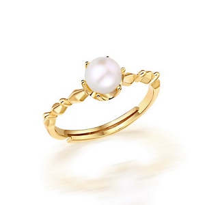 Elegant Freshwater Pearl Ring Gold Plated Silver