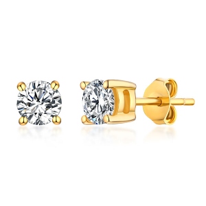 Personalized Gemstone Stud Earrings in Gold
