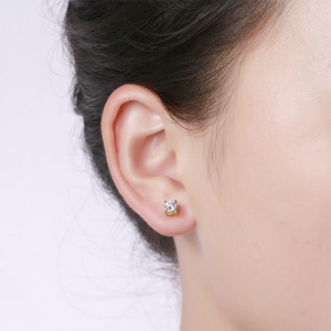 Personalized Gemstone Stud Earrings in Gold