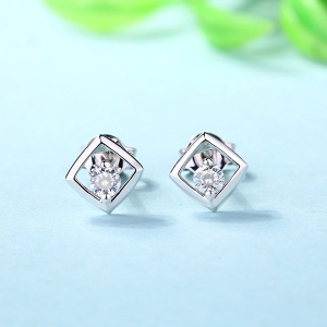 Personalized Gemstone Square Earrings In Sterling Silver