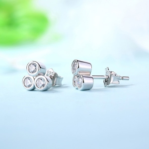 Personalized Gemstone Clover Earrings In Sterling Silver