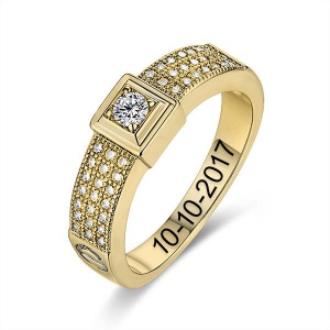 Magnificent Gold Engraved Gemstone Classic Engagement Ring