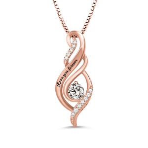 Personalized Accent Twist Flame Pendant In Rose Gold