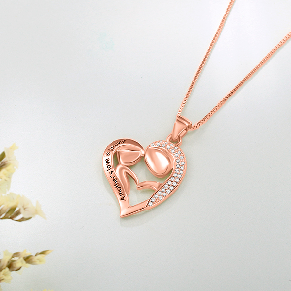 Colar em ouro rosa personalizado de mãe e filha