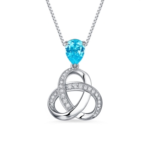 Customized Sterling Silver Birthstone Triple Knot Necklace