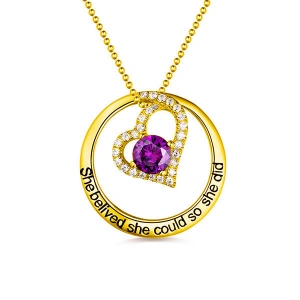 Engraved Open Heart Circle Necklace In Gold