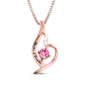 Valuable Custom Mother and Daughter Birthstone Necklace in Rose Gold