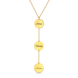 Personalized Name Disc Necklace Gold Plated Silver