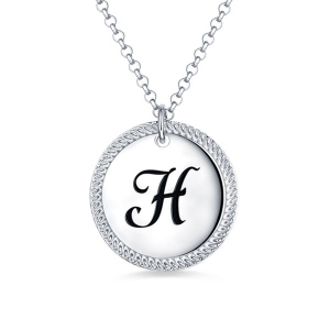 Superior Personalized Circle Initial Necklace Sterling Silver