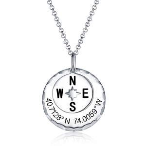 Personalisierte Kompass Halskette in Silber