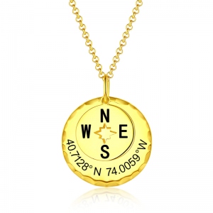 Personalisierte Kompass Halskette in Gold