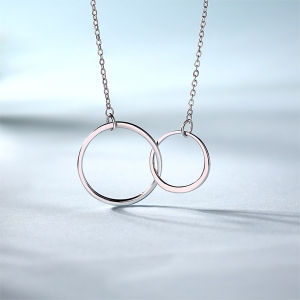 You And Me Double Circle Sterling Silver Necklace