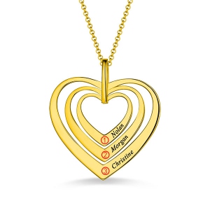 Engraved Family Heart Necklace In Gold