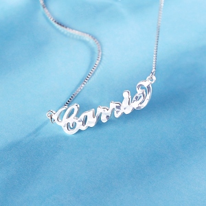 Personalized Carrie Hammered Name Necklace Pure Silver