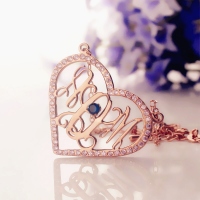 Heart Initial Monogram Necklace 