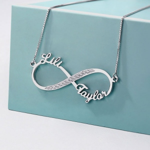 Custom Infinity Necklace with 2 Names in Sterling Silver