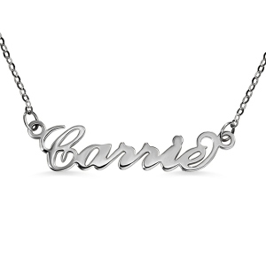 Stylish Personalized Carrie Name Necklace Solid White Gold
