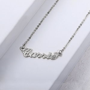 Stylish Personalized Carrie Name Necklace Solid White Gold