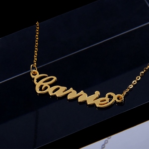 Personalized Carrie Name Necklace Solid Gold 10K/14k/18K