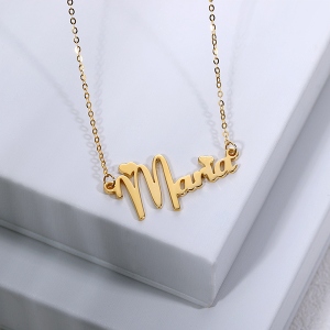 Personalized Solid Gold Fiolex Girls Font Heart Name Necklace