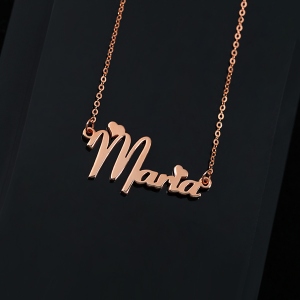 Solid Rose Gold Fiolex Girls Fonts Heart Name Necklace