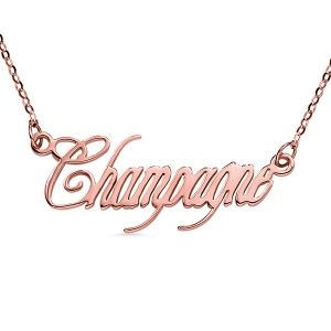 Collana con nome di carattere champagne personalizzato in oro rosa massiccio