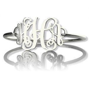 Meaningful Personalized Monogram Mother's Bangle Bracelet Sterling Silver