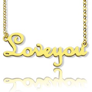 Special Love for Your Special One-Personalized Solid Gold French Font I Love You Name Necklace