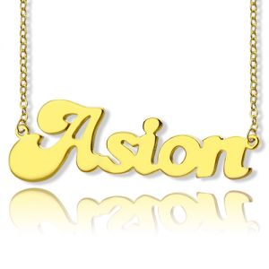 Fantastic Personalized Solid Gold BANANA Font Style Name Necklace