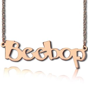 Charming Solid Rose Gold Personalized Beetle Font Letter Name Necklace