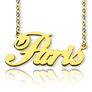 Gorgeous Paris Hilton Style Name Necklace Solid Gold