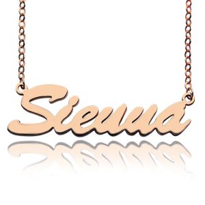 Solid Rose Gold Sienna Style Name Necklace