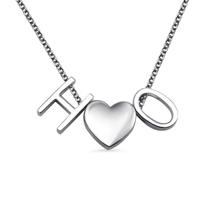 Personalized Two Letters Heart Necklace Sterling Silver